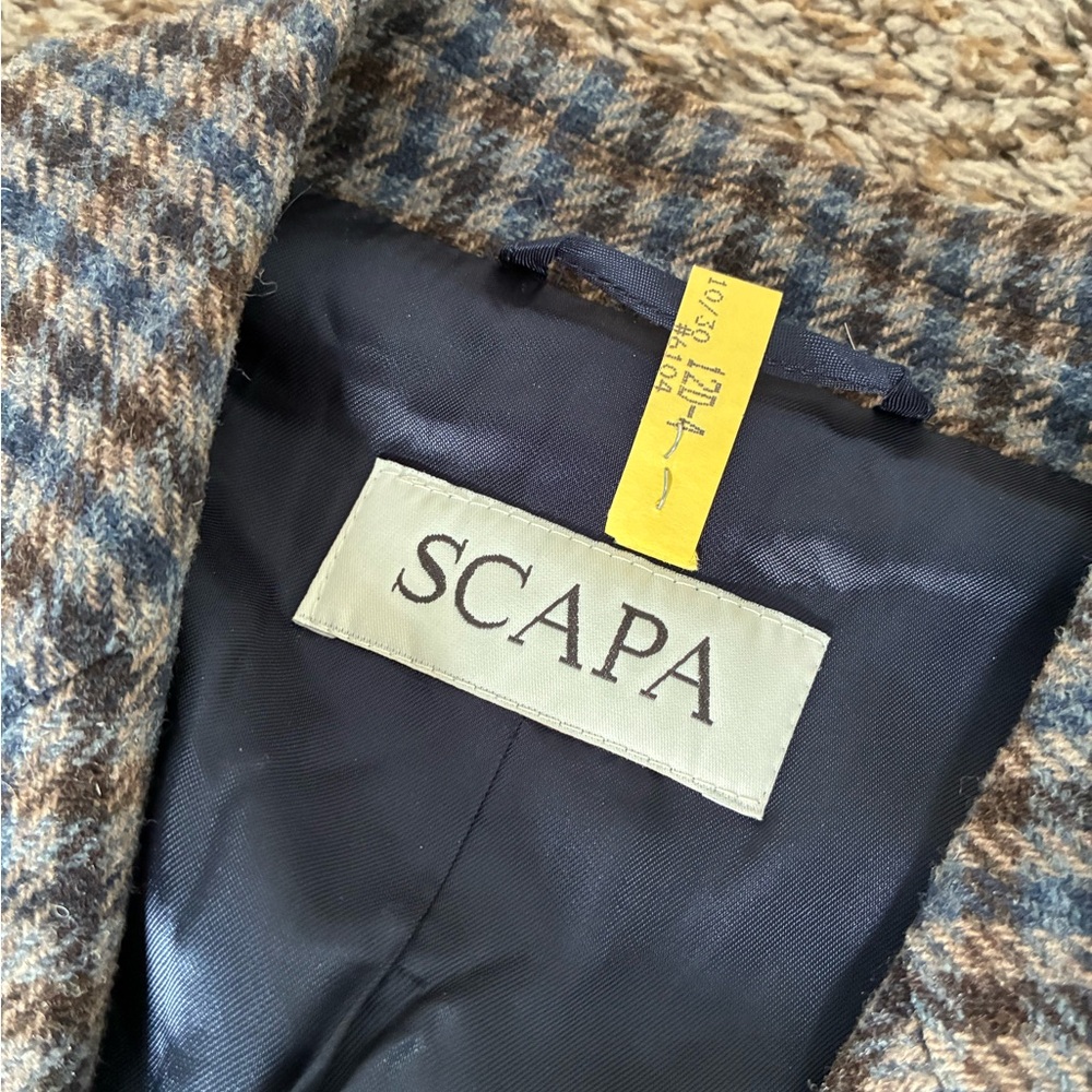 Women’s Scapa Brown Blue Wool Houndstooth Blazer: Size 40 US M - Picture 6 of 16
